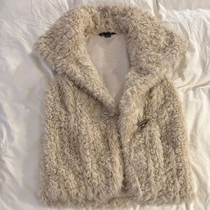Armani Exchange Cozy Cream Faux Fur Vest